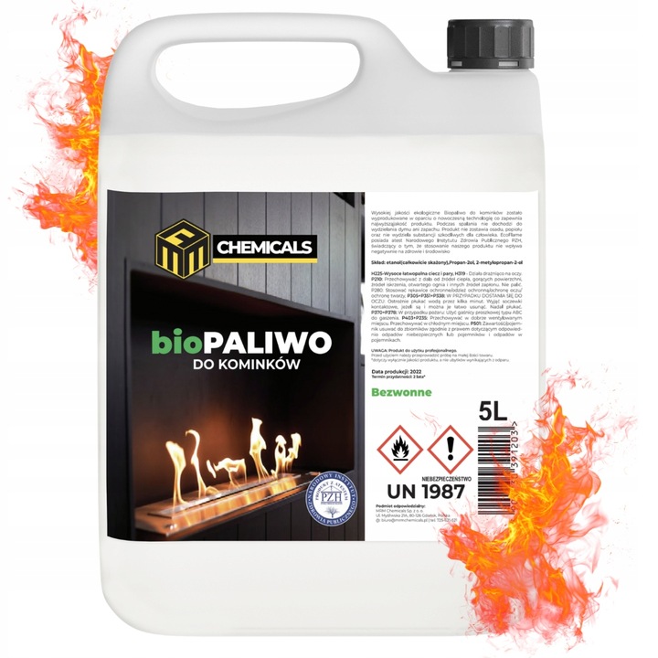 BIOPALIWO DO BIOKOMINKA BEZZAPACHOWE ATEST PZH 5L bezwonne bez dymu i
