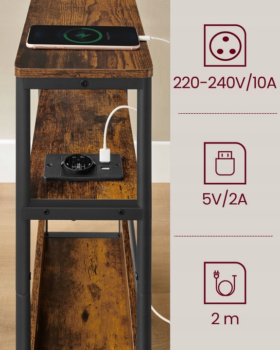 SZAFKA NOCNA STOLIK NOCNY DO SYPIALNI LOFT 48X58X18 CM SYPIALNIA WĄSKA