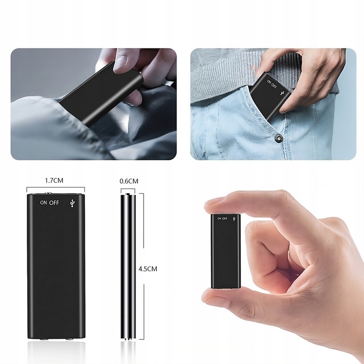 MINI DYKTAFON SZPIEGOWSKI PODSŁUCH DETEKCJA 16 GB