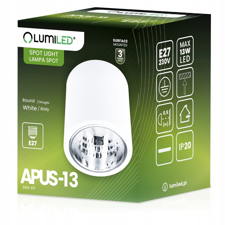 Oprawa Natynkowa Lampa Sufitowa SPOT DUŻA TUBA LED E27 Okrągła Walec