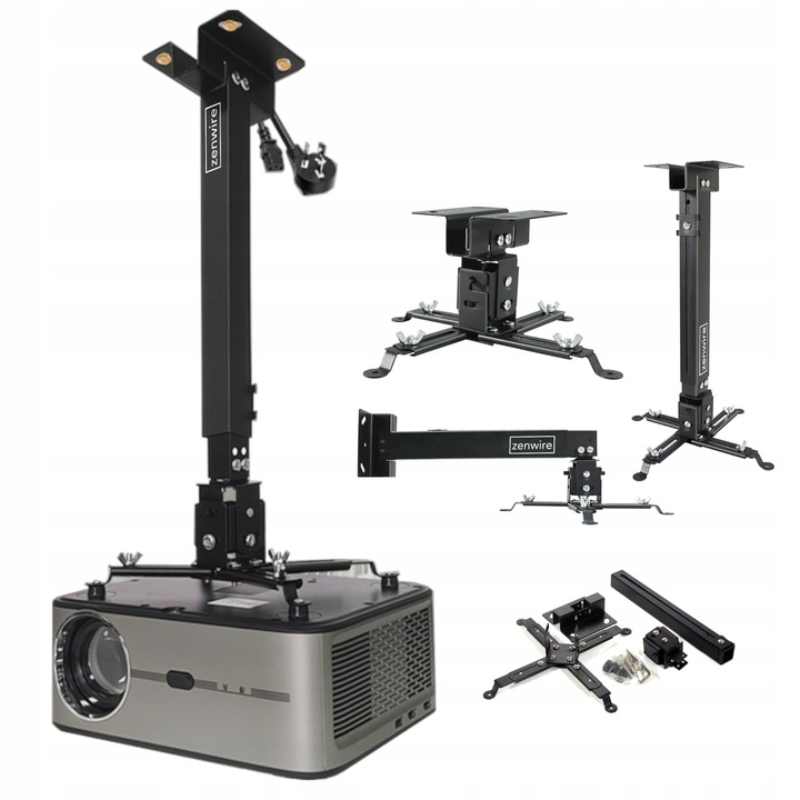 Wieszak Uchwyt do Projektora Rzutnika Czarny 4w1 Sufitowy Ścienny do