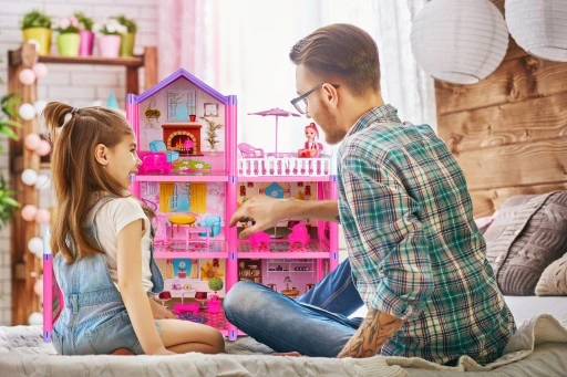 DOMEK DLA LALEK 2 LALKI MEBLE 129 ELEMENTÓW DUŻY