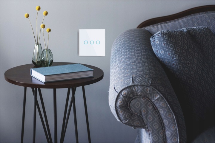 WŁĄCZNIK WYŁĄCZNIK ŚWIATŁA SZKLANY DOTYKOWY PODWÓJNY BIAŁY SZKŁO BIAŁE