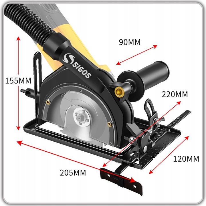 Adapter prowadnica z odsysaczem do szlifierki kątowej 125mm osłona