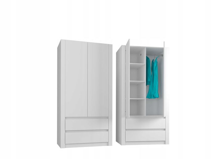 Szafa garderoba 90cm 2d 2sz biała B-20