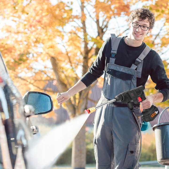 AKUMULATOROWA MYJKA CIŚNIENIOWA DO OGRODU, OKIEN I KOSTKI, ZESTAW