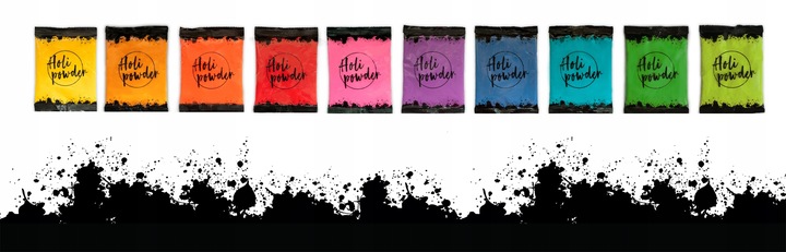 Kolorowe proszki Holi na festiwal święto kolorów PAKIET 12 SZTUK do