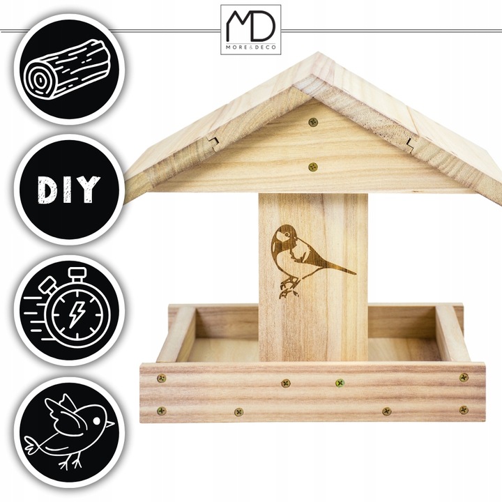 Karmnik dla ptaków domek budka DIY eko drewno ogrodowy solidny na zimę