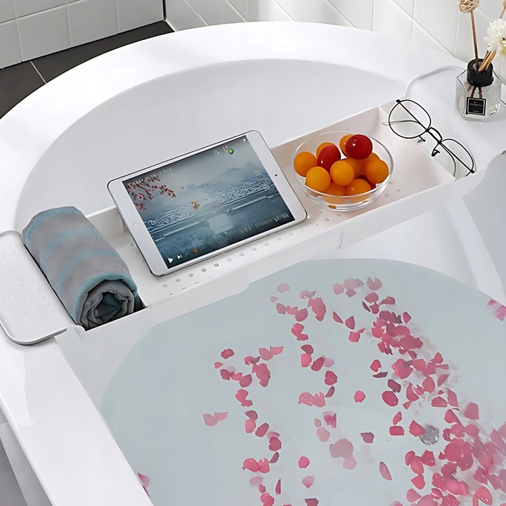 Półka na wannę łazienkowa regulowana biała