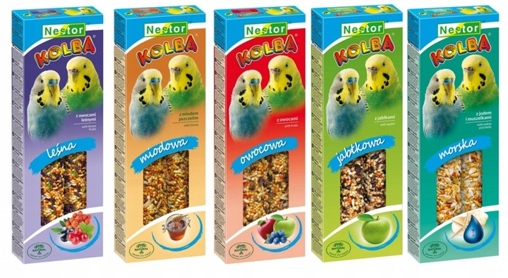 ZESTAW Kolb zbożowych dla MAŁYCH papug Nestor MIX SMAKÓW 5 opakowań