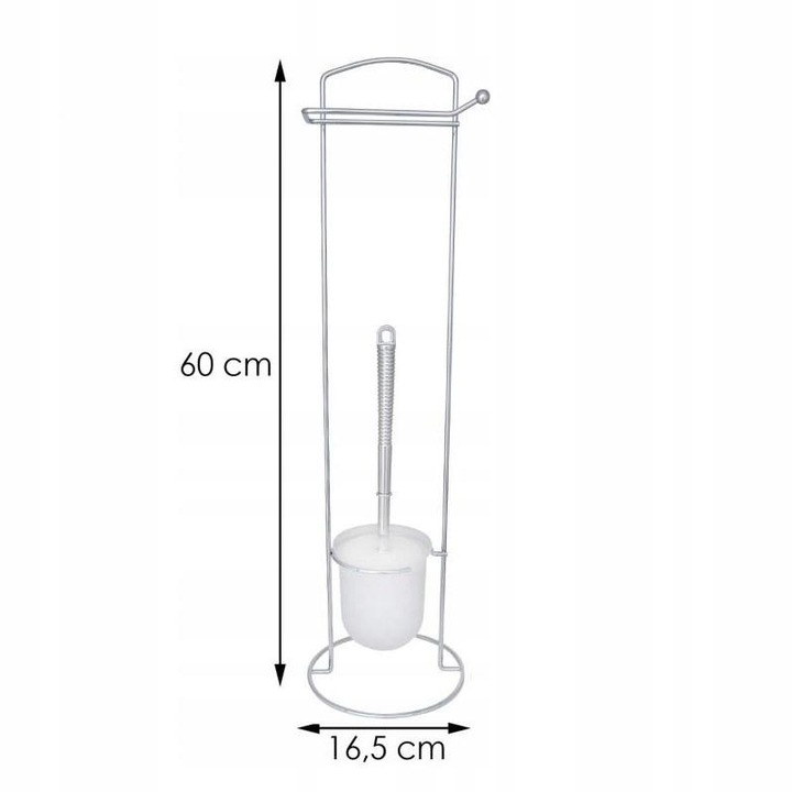 Stojak z uchwytem na papier toaletowy i szczotka do WC chrom srebrny