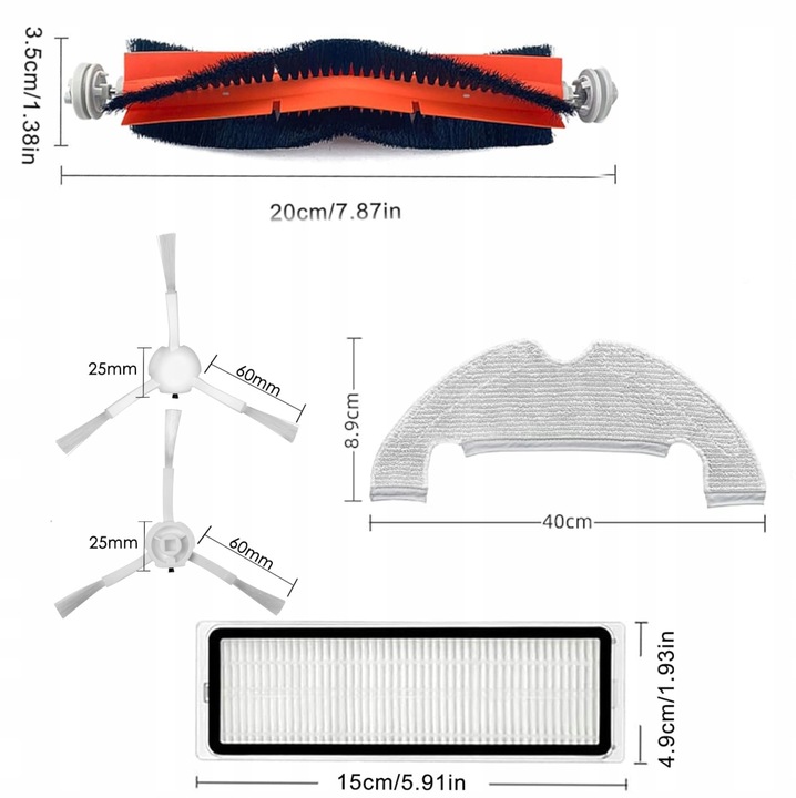 ZESTAW SZCZOTKI MOPY DO XIAOMI ROBOT VACUUM X10 MOP 2 ULTRA DREAME Z10
