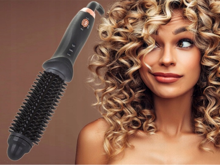 Lokówka do Stylizacji Włosów Ceramiczna Szczotka do Włosów Loki Fale Czarna