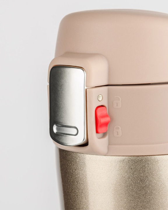 Kubek termiczny termos LOCK WYCIECZKĘ auta szkoły 440ml złoty szczelny