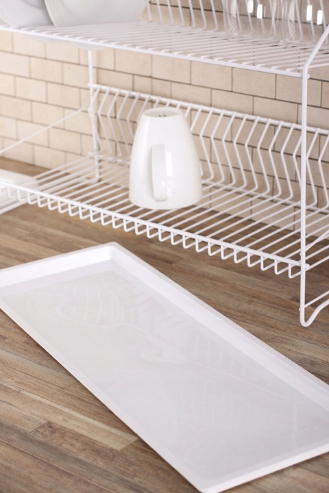 Suszarka do naczyń z tacką 2-poziomowa 50 cm osączarka ociekacz biała