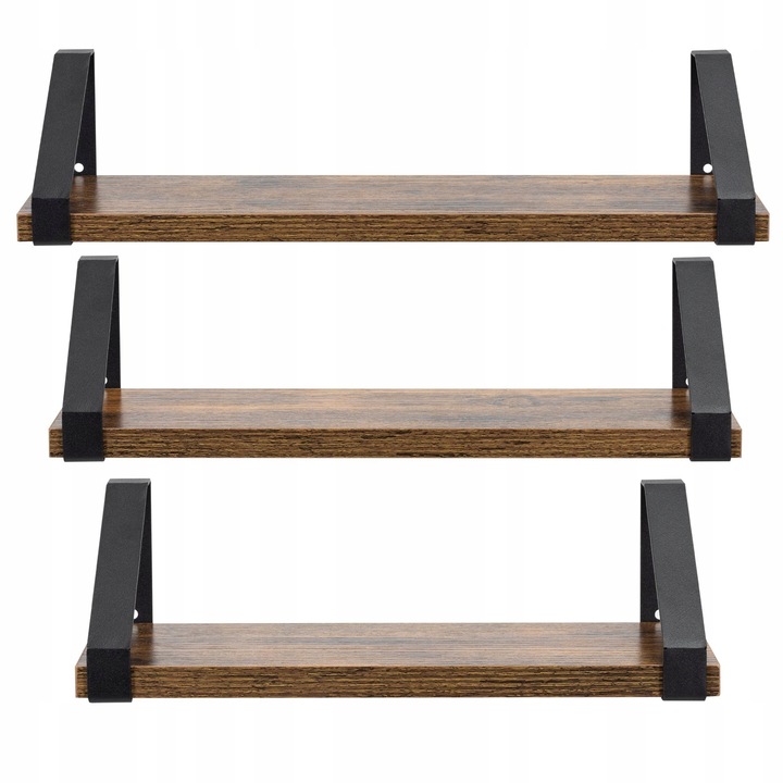 ZESTAW 3 PÓŁEK PÓŁKA WISZĄCA ŚCIENNA DO SALONU KUCHNI NA KSIĄŻKI LOFT