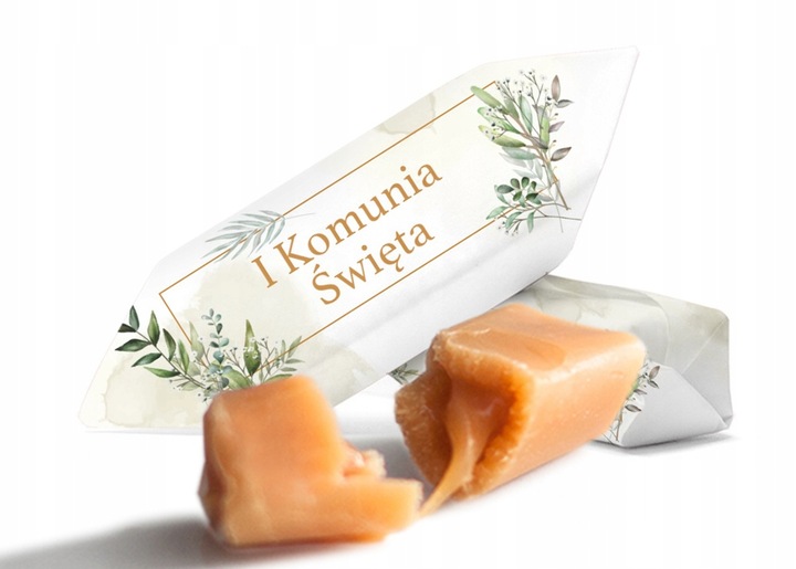 KRÓWKI NA ŚLUB CHRZEST KOMUNIĘ 1 KG Personalizowane krówki prezentowe