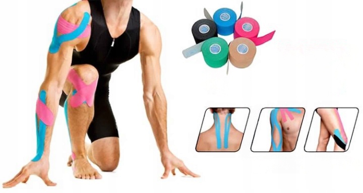 4x TAŚMA KINEZJOLOGICZNA TAPE TAPING TEJPY DO CIAŁA NA KOLANA ŁOKCIE