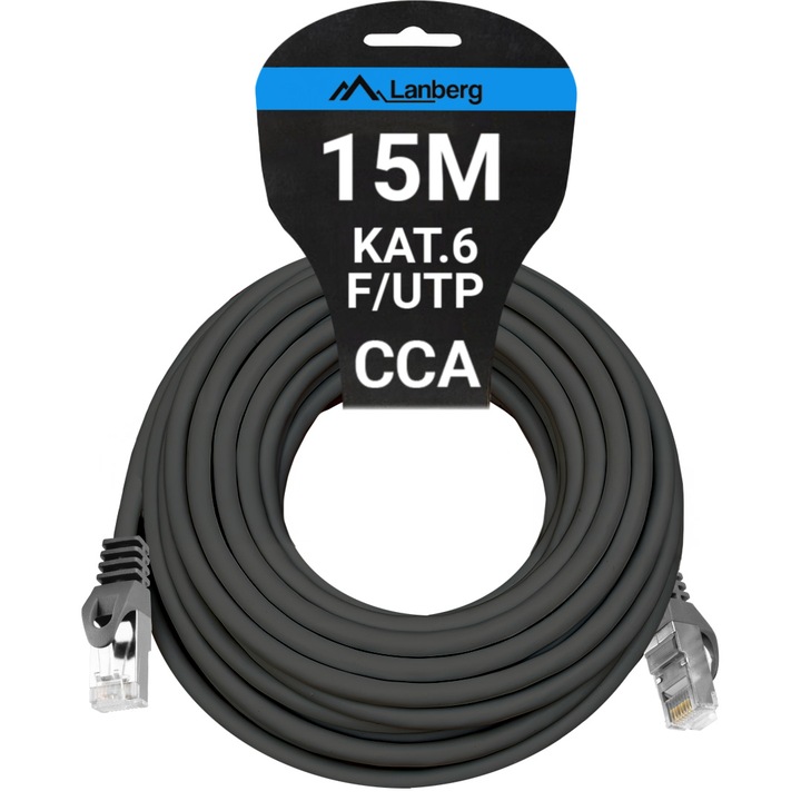 KABEL PRZEWÓD LAN SIECIOWY RJ45 CCA ETHERNET KAT.6 CAT FTP 15M LANBERG