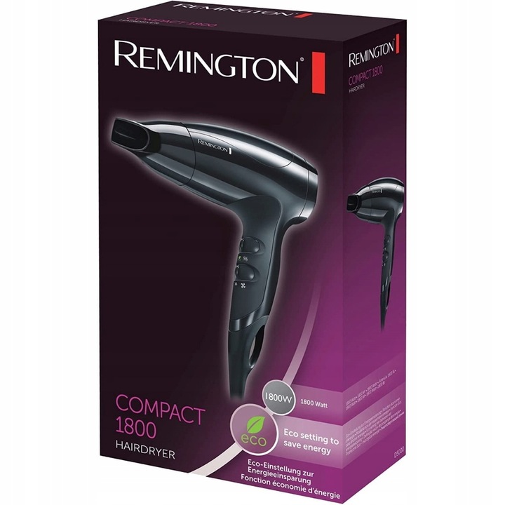 Suszarka do włosów Remington Compact D500 1800W tryb ECO koncentrator
