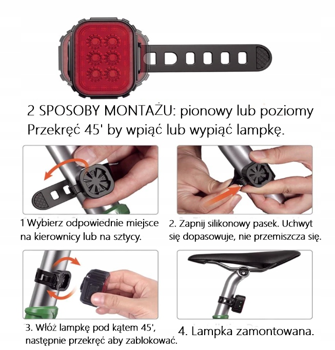 LAMPKA ROWEROWA x2 PRZÓD TYŁ SPECTER IGO 500lm NEW