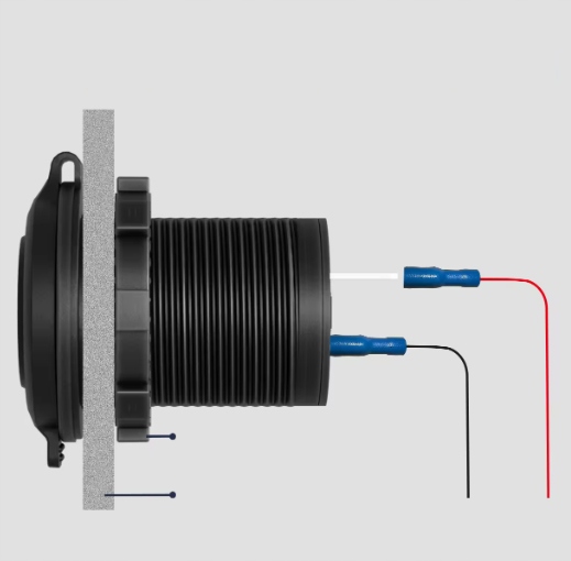 Gniazdo samochodowe USB QC 3.0 PD WOLOTMIERZ 12V 24V IP65 transparent 63W
