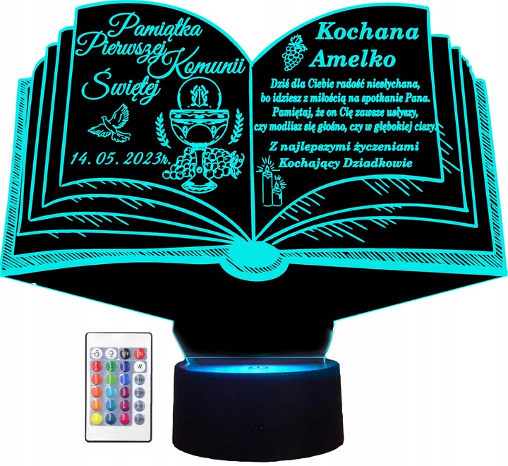 Lampka Pamiątka Pierwszej I Komunii Świętej Podziekowanie Imię Grawer