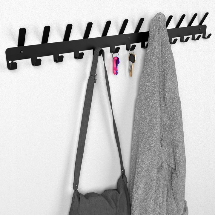 Wieszak Na Ubrania Ścienny Klucze Wiszący Na Ręczniki 25 Haków Czarny