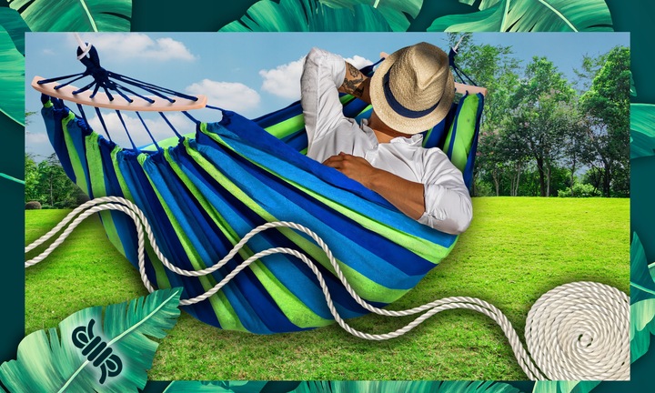 HAMAK OGRODOWY HUŚTAWKA XL PRZENOŚNY WZMOCNIONY PAŁĄK WOREK Z DRĄŻKIEM