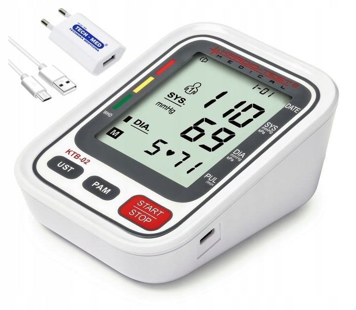 CIŚNIENIOMIERZ NARAMIENNY ARYTMIA PAMIĘĆ 2x99 ZASILACZ USB-C TECH-MED
