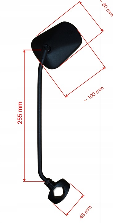 Lusterko rowerowe długie ramię AJS PLUS, POLSKIE