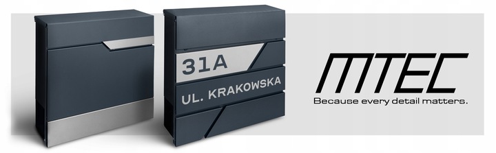 SKRZYNKA POCZTOWA NA LISTY POCZTĘ ANTRACYT + NAPIS Z ADRESEM ULICA NUMER