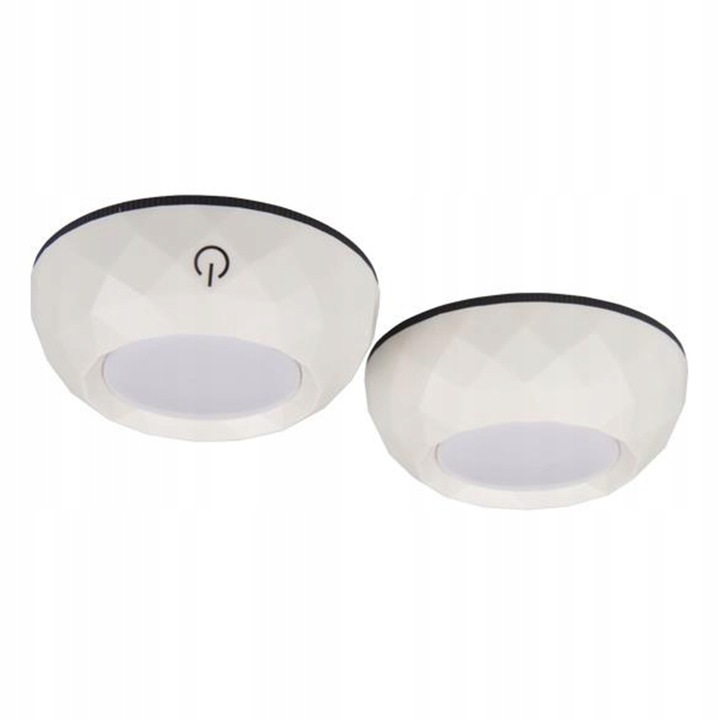 2x Lampka Samoprzylepna LED Podszafkowa Okrągła BIAŁA Światło do Szafy