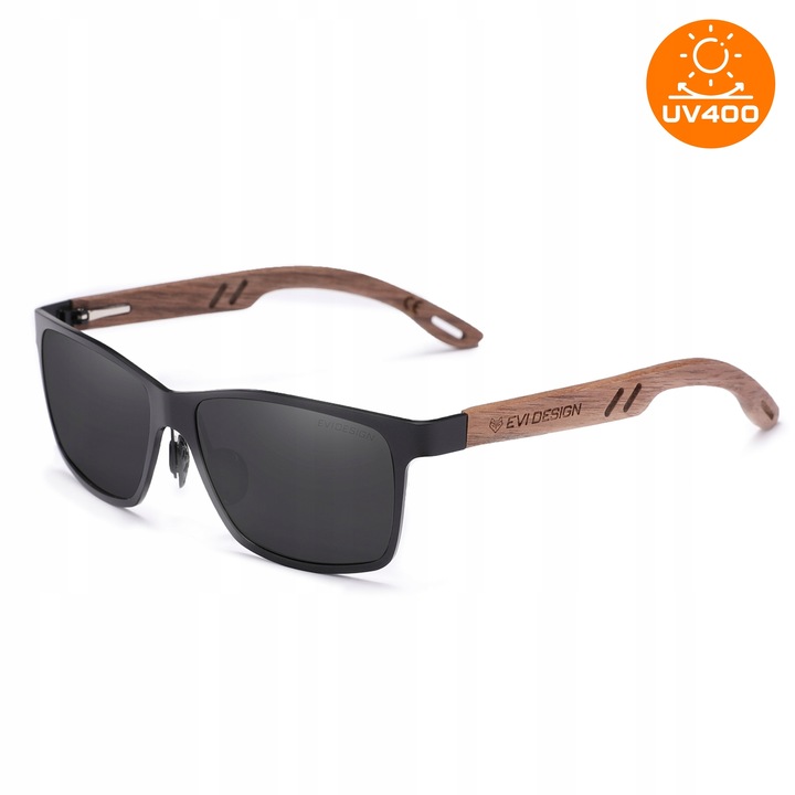 OKULARY PRZECIWSŁONECZNE męskie POLARYZACYJNE drewniane NERDY UV400 +