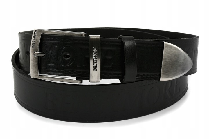 PASEK do spodni MĘSKI szeroki SKÓRZANY CZARNY r100