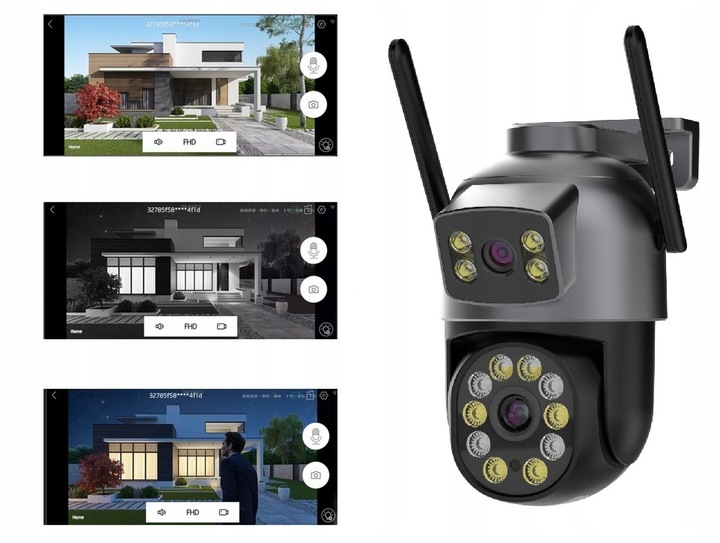 KAMERA ZEWNĘTRZNA OBROTOWA PODWÓJNA IP WiFi HD 5X ZOOM SMART DETEKCJA ALARM