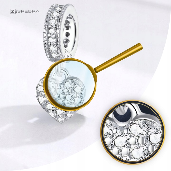 CHARMS WISZĄCE SERCE srebro 925 koralik zawieszka z cyrkoniami srebrna S925
