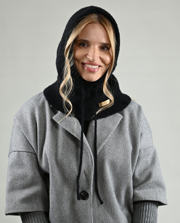 Balaclava czarna miekka Alpaka Czapka damska Kominiarka KAPTUR komin