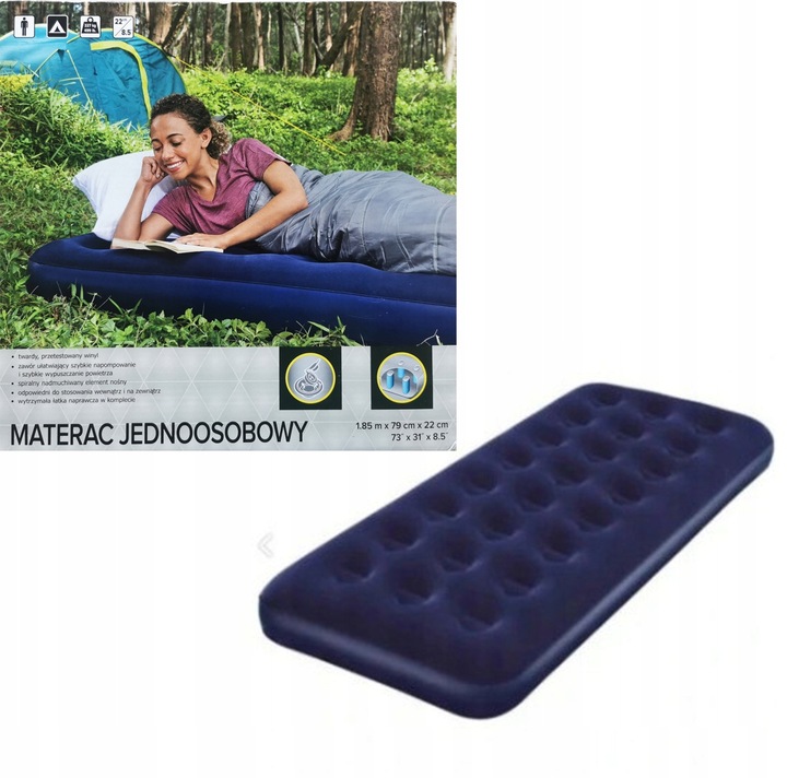 Materac jednoosobowy Welurowy Turystyczny Joinco 185 x 79 x 22 cm
