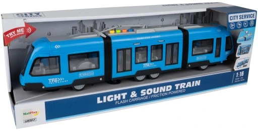 TRAMWAJ TROLEJBUS ZABAWKA NA BATERIĘ ŚWIATŁO DŹWIĘK OTWIERANE DRZWI 44CM