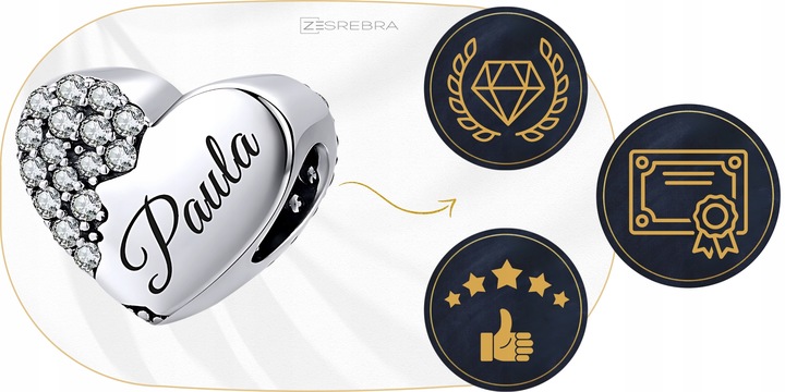 CHARMS srebrne SERCE GRAWER srebro koralik zawieszka charms 925 SERDUSZKO