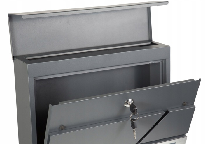 DUŻA SKRZYNKA NA LISTY Z ADRESEM NUMEREM DOMU ANTRACYT GAZETNIK