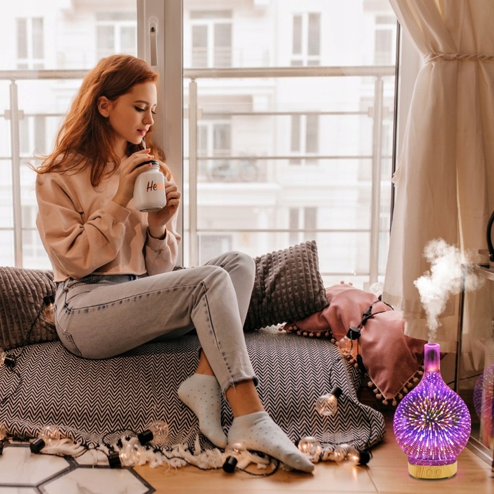 NAWILŻACZ POWIETRZA DYFUZOR ZAPACHOWY AROMATERAPIA JONIZATOR NOCNA