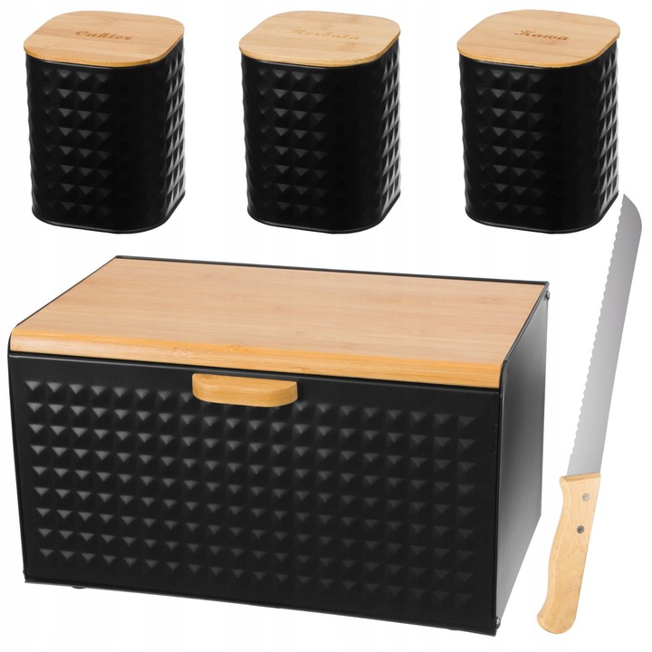 Chlebak w zestawie z 3 pojemnikami Czarny BB-1627