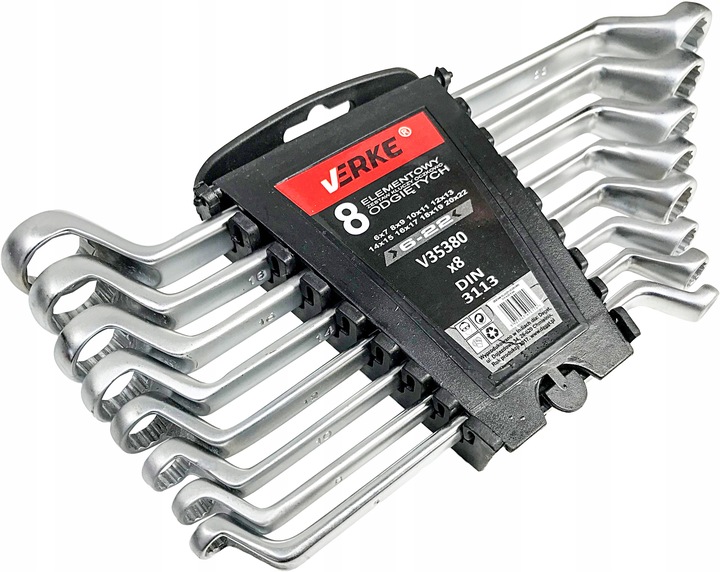 KLUCZE OCZKOWE ODGIĘTE WYGIĘTE 6-22mm 8 szt ZESTAW KLUCZY OCZKOWYCH