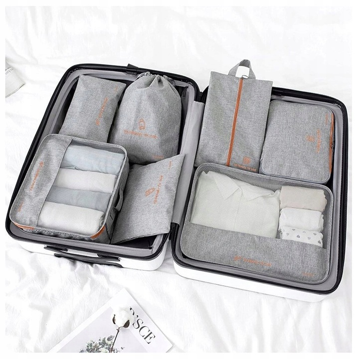 7 X ORGANIZER PODRÓŻNY DO WALIZKI TORBY ZESTAW ETUI NA UBRANIA BUTY TORBA