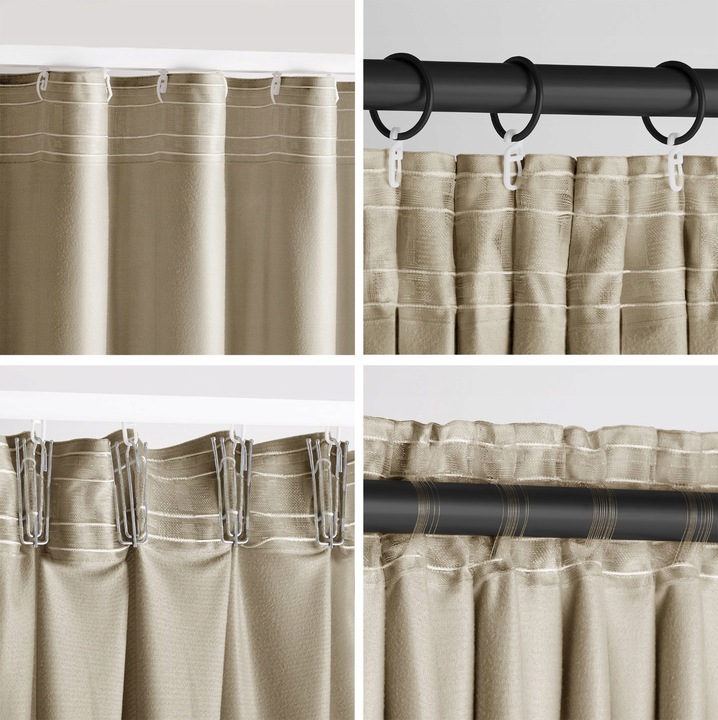 RESTILO Zasłona welurowa plus szarfa na taśmie wave multi 140x245 Beżowa