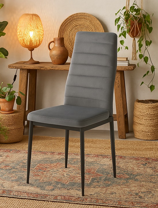 KRZESŁO PIKOWANE WELUR SALON JADALNIA KUCHNIA WYSOKIE MARK KT118 SZARE