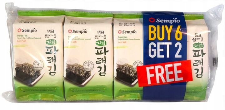 Snacki Parae Gim z alg mniej soli przekąska chipsy nori 8x5g Sempio