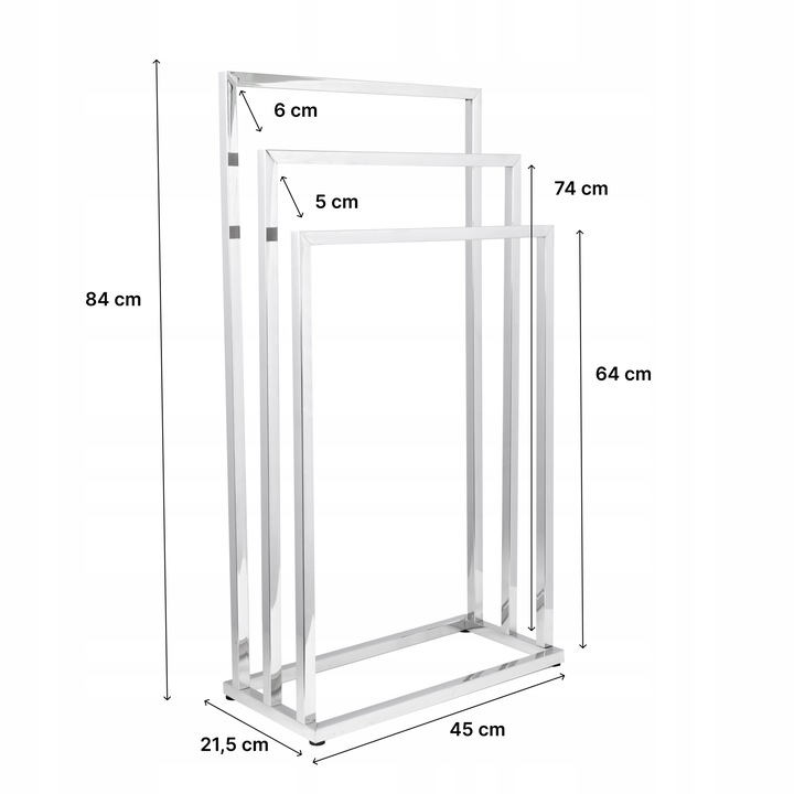Stojak wieszak łazienkowy na ręczniki chrom stojący 3 ramienny YOKA